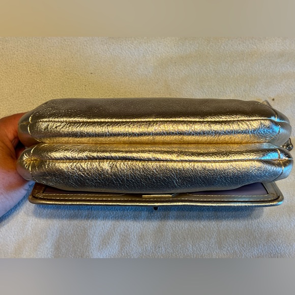COACH Metallic Gold Leather Wristlet Clutch With Two Turn Lock Compartme… - Picture 3 of 13
